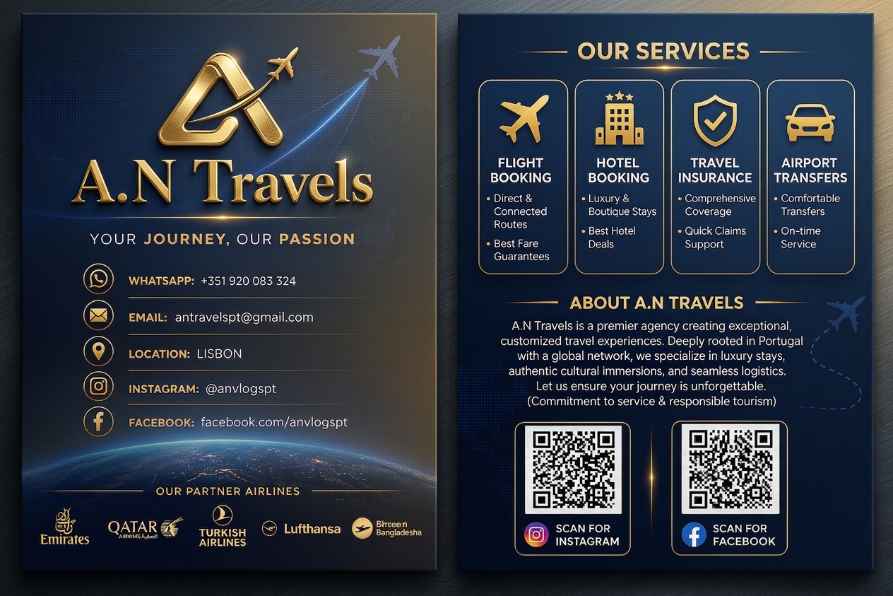 A.N Travels services and contact poster